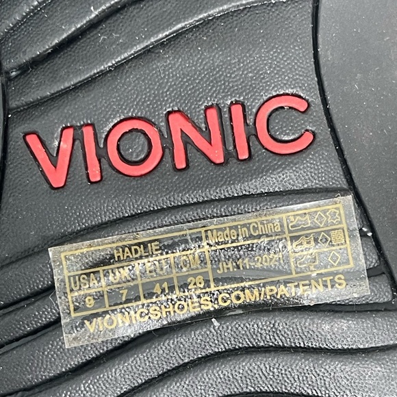 Vionic | Hadlie Orthotic Slip on Velcro Sandal Size 9 Comfort Patent Black - Picture 6 of 6